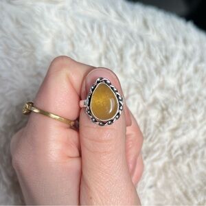 Silver Yellow Onyx Ring
